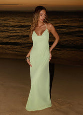 Morning Crush Cowl Maxi Dress - Lime