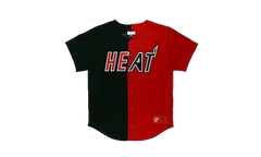 NBA Split Color Mesh Button Front Shirt "Miami Heat - Black" BA88XN MHE K HF1