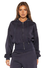 Dora Navy Zip Hoodie Sweater