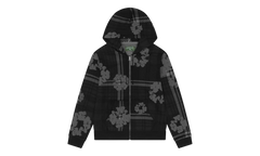 Plaid Cotton Wreath Zip Hoodie "Black" DT390