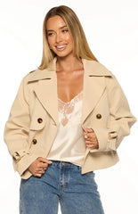 Wilda Cream Cropped Trench Coat - PRE ORDER