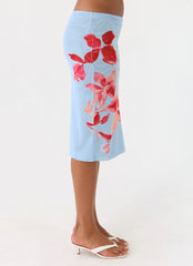 Tamia Midi Skirt - Blue Petal