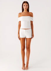 Tabby Off Shoulder Top - White