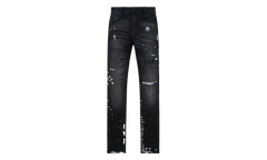 Clayton Distressed Paint Splatter Ripped Jeans "Black" MF24D623 B1182CHSPL