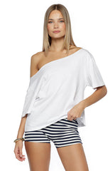 Bennie Navy Stripe Foldover Micro Shorts