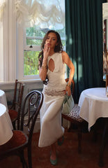 Reighn White Lace Detail Midi Skirt - PRE ORDER