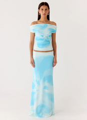 Moka Off Shoulder Top - Blooming Blue